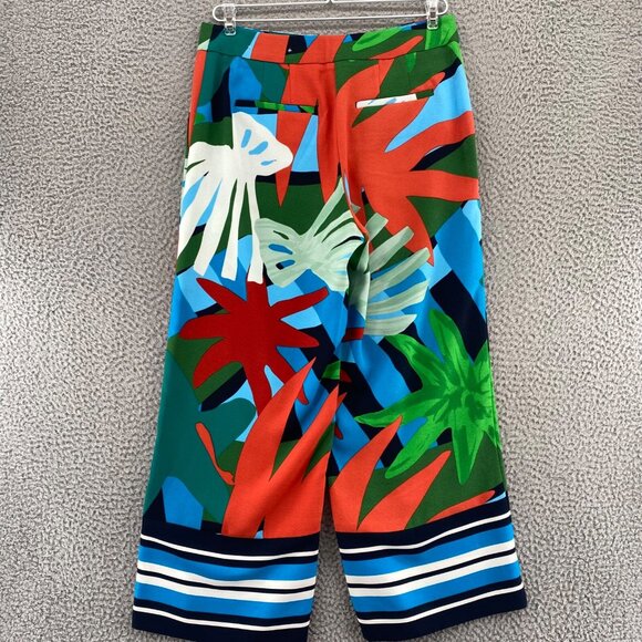 Ann Taylor Pants Women 2 Multicolor Tropical Floral Wide Leg Cropped Capri Beach - Picture 3 of 11